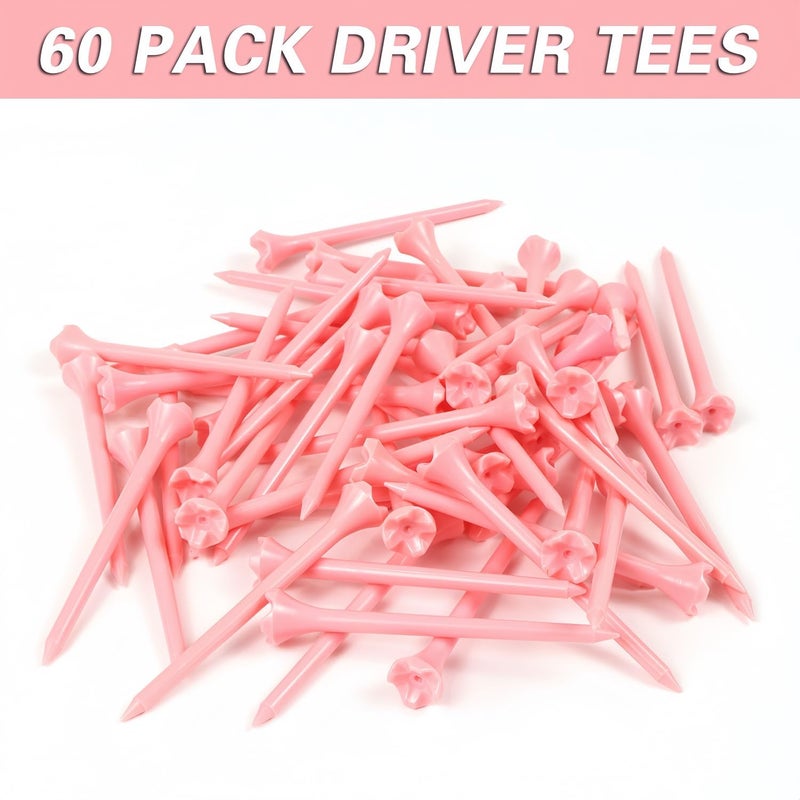 EWILLING Store Stable & Durable Plastic Golf Tees 60Pcs Size 2-3/4 Inch or 3-1/4 Inch Packaged in Plastic Jar with Lid Available Pink White Blue Color - Image 4